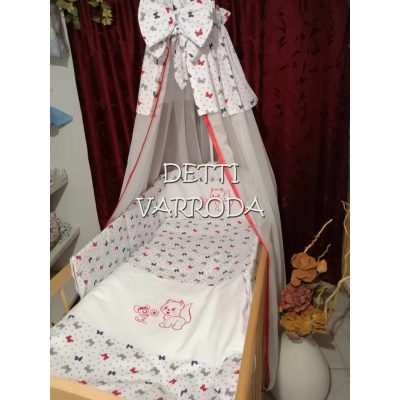   Cica egérkével - Hímzett gyermekágynemű garnitúra 6 részes