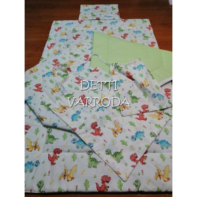   Dinó kaktuszos - Ovis ágyneműgarnitúra hozzá illő derékaljjal és füles oviszsákkal és tornazsákkal