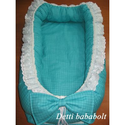   Mozaik mintás (Türkiz zöld) -  madeira csipkés - Babafészek