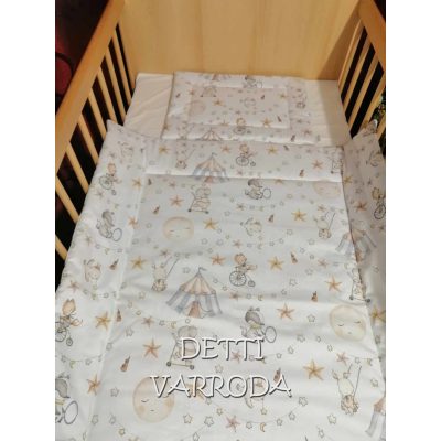   Cirkuszi állatkák - kék sátras - Babaágynemű garnitúrák 2 részes ( Paplan és párna)