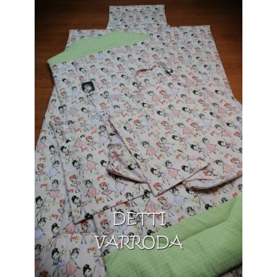   Balerina - Ovis ágynemű garnitúra hozzá illő derékaljjal és vállfás oviszsákkal és tornazsákkal és ágyneműtartó zsákkal