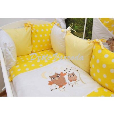   Baglyos pufi párnás - Hímzett gyermekágynemű garnitúra 16 részes