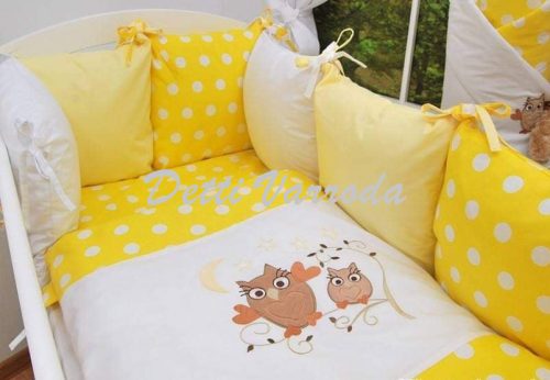 Baglyos pufi párnás - Hímzett gyermekágynemű garnitúra 16 részes