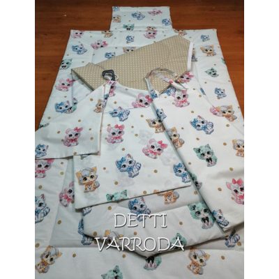   Cicás - Ovis ágynemű garnitúra hozzá illő derékaljjal és vállfás oviszsákkal és tornazsákkal és ágyneműtartó zsákkal