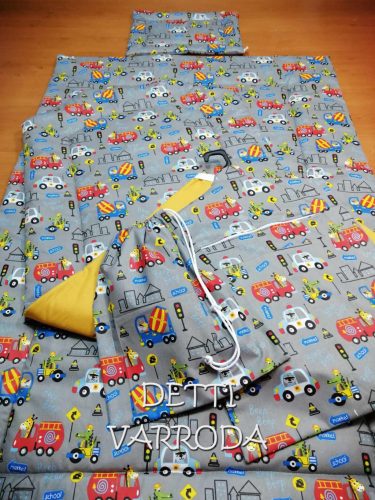 Munkagépes szafari állatkák - Ovis ágynemű garnitúra hozzá illő derékaljjal és vállfás oviszsákkal és tornazsákkal