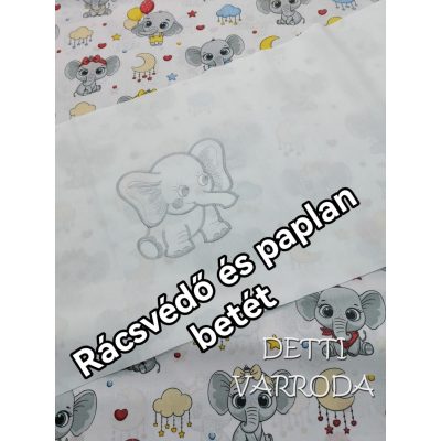   Elefánt szürke - Hímzett gyermekágynemű garnitúra 5 részes 