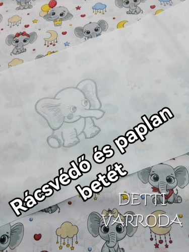 Elefánt szürke - Hímzett gyermekágynemű garnitúra 5 részes 