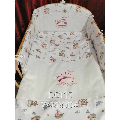   Tengerész maci - Hímzett gyermekágynemű garnitúra 5 részes