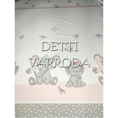 Elefánt bébik madarakkal és virágokkal - rózsaszín