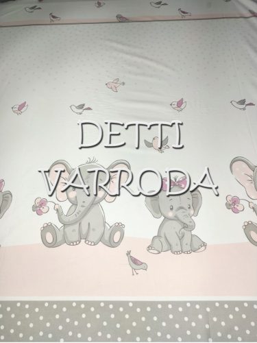 Elefánt bébik madarakkal és virágokkal - rózsaszín