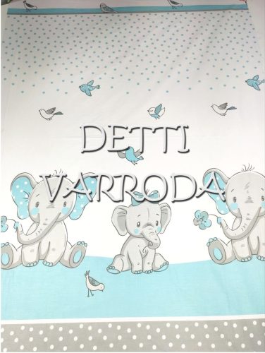 Elefánt bébik madarakkal és virágokkal - kék