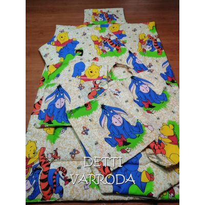   Mackókoma és barátai - Ovis ágynemű garnitúra hozzá illő derékaljjal és vállfás oviszsákkal és tornazsákkal és ágyneműtartó zsákkal