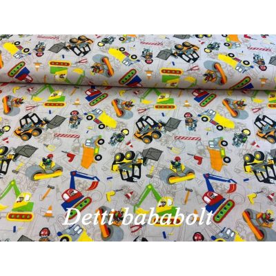   Munkagépek, építőmunkás legó figurákkal - bézs alapon