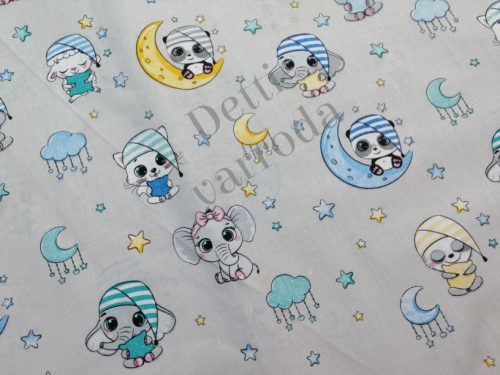 Állatkák sapkában - szürke alapon