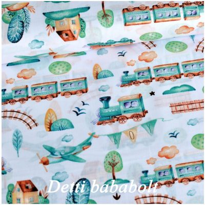 Mesebeli vonat és repülő - fehér alapon