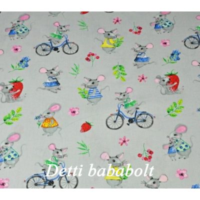   Bringázós egérkék - szürke alapon - Ovis ágyneműhuzat vagy Ovis ágynemű garnitúra