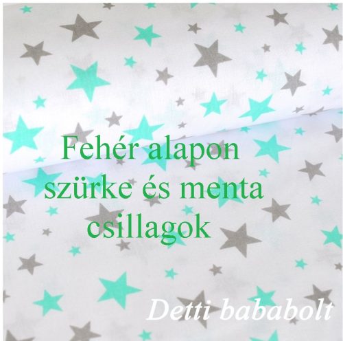 Szürke - menta zöld csillagos