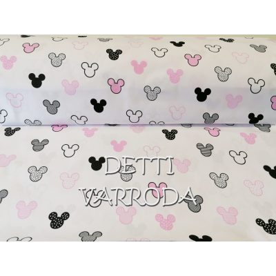 Csíkos - pöttyös Egér fejek - Rózsaszín fehér alapon