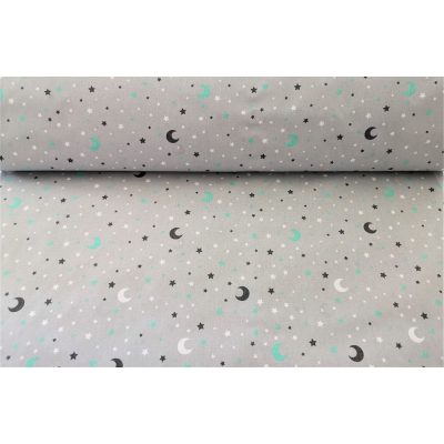 Szürke alapon menta zöld csillag - hold