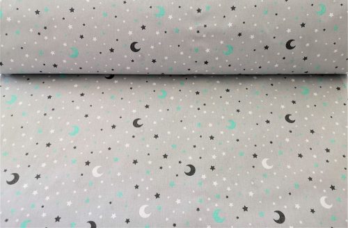 Szürke alapon menta zöld csillag - hold