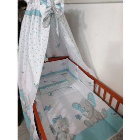 GYERMEKÁGYNEMŰ GARNITÚRÁK - 6 RÉSZES (párna töltet, párnahuzat, paplan töltet, paplanhuzat, rácsvédő és baldachin)