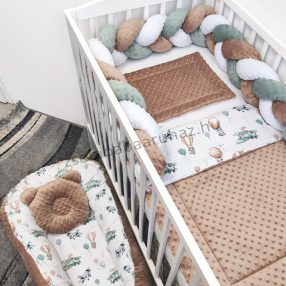 Minky babaágyneműk 5 részes (Paplan, párna, fonott rácsvédővel, babafészekkel és párnával)