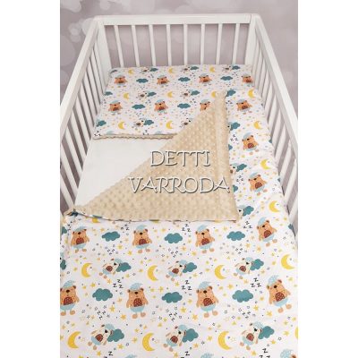   Sapkás macik - Minky babaágyneműk 2 részes (Paplan és párna)