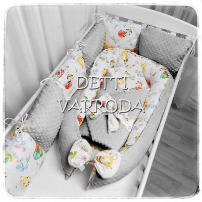   Méhecske, katicabogár - Minky babaágyneműk 8 részes (Paplan, babafészek és párnás rácsvédő) 