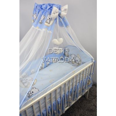   Holdon ülő macik /kék - Babaágynemű garnitúra 4 részes