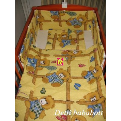   Rácsos maci - Babaágynemű garnitúrák 3 részes (Párna, paplan, fejvédő)