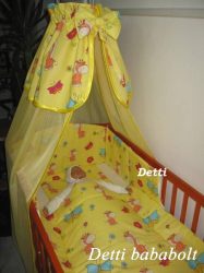 Zsiráf pillangóval (sárga) - bébi 4 részes baldachinos ágynemű szett