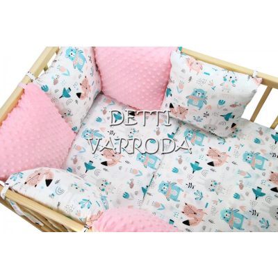   Sálas maci - Minky babaágyneműk 8 részes (Paplan, párna és párnás rácsvédővel)