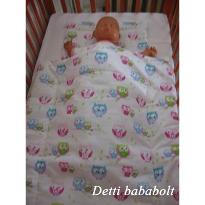 Baglyok faágon - Babaágynemű garnitúra 2 részes