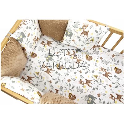   Őzike és mosómedve - Minky babaágyneműk 8 részes (Paplan, párna és párnás rácsvédővel)