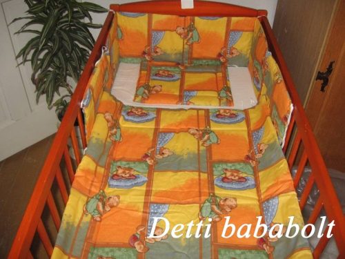 Ablakos maci -  Babaágynemű garnitúrák 3 részes (Párna, paplan, fejvédő)