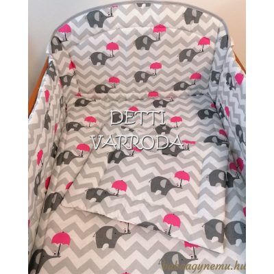   Elefánt esernyővel -  Babaágynemű garnitúrák 3 részes (Párna, paplan, fejvédő)