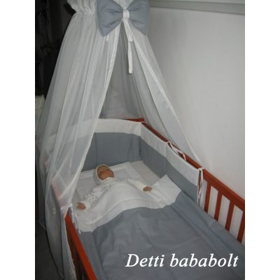   Fehér - szürke kombinált - Babaágynemű garnitúra 4 részes