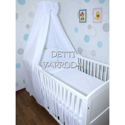   Egyszínű fehér - Babaágynemű garnitúra 4 részes (párna, paplan, fejvédő, baldachin)