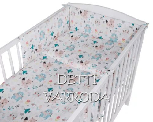 Sálas macik / Türkiz - Babaágynemű garnitúrák 3 részes (Párna, paplan, fejvédő)