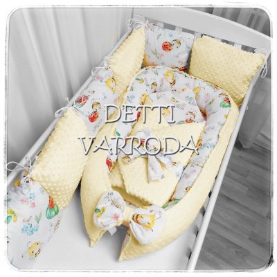   Méhecske, katicabogár - Minky babaágyneműk 8 részes (Paplan, babafészek és párnás rácsvédő) 