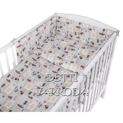  Maci sünivel az erdőben - Babaágynemű garnitúrák 3 részes (Párna, paplan, fejvédő)