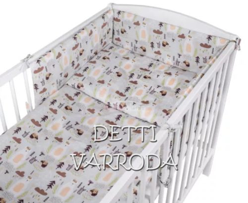 Maci sünivel az erdőben - Babaágynemű garnitúrák 3 részes (Párna, paplan, fejvédő)