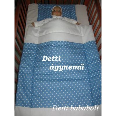   Pöttyös (kék alapon fehér pöttyös) - Babaágynemű garnitúra 2 részes