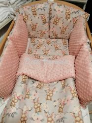 Nyuszi virágkoszorúval - Minky pufi párnás ágynemű garnitúra