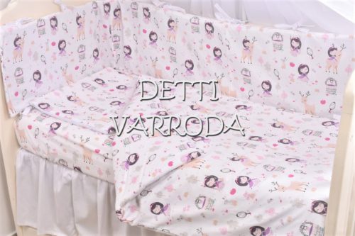 Kislányok az erdőben - Babaágynemű garnitúrák 3 részes (Párna, paplan, fejvédő)