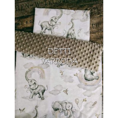   Elefánt szivárványos - Minky babaágyneműk 2 részes (Paplan és párna)