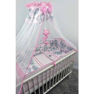   Paplanos maci /Rózsaszín - Babaágynemű garnitúra 4 részes