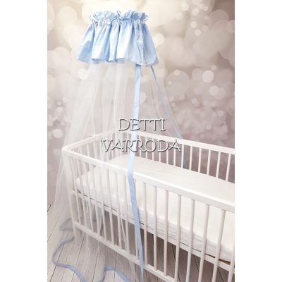 Voile baldachin függöny kék dekorral és masnival