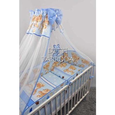 Paplanos maci /kék - Babaágynemű garnitúra 4 részes