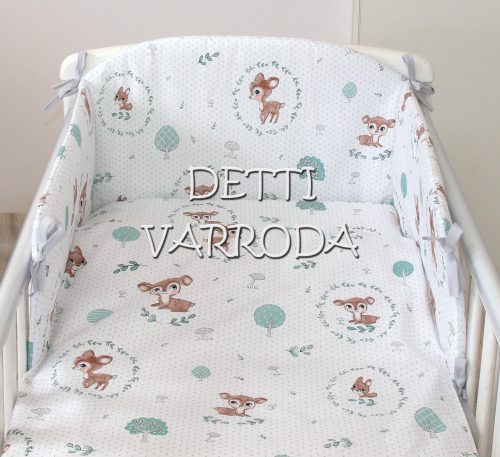 Őzike nyuszival -  Babaágynemű garnitúrák 3 részes (Párna, paplan, fejvédő)
